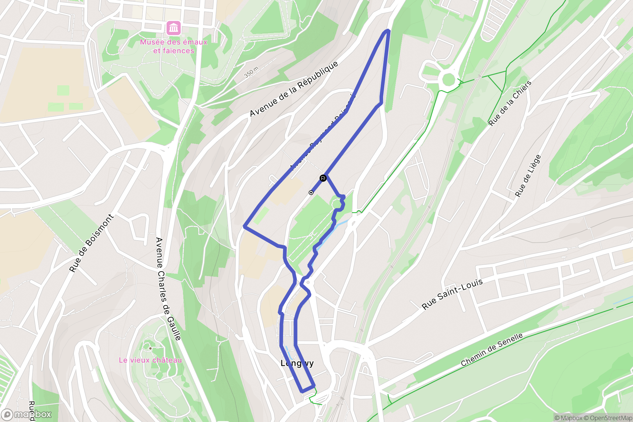 Longwy : carte du parcours de randonnée - France