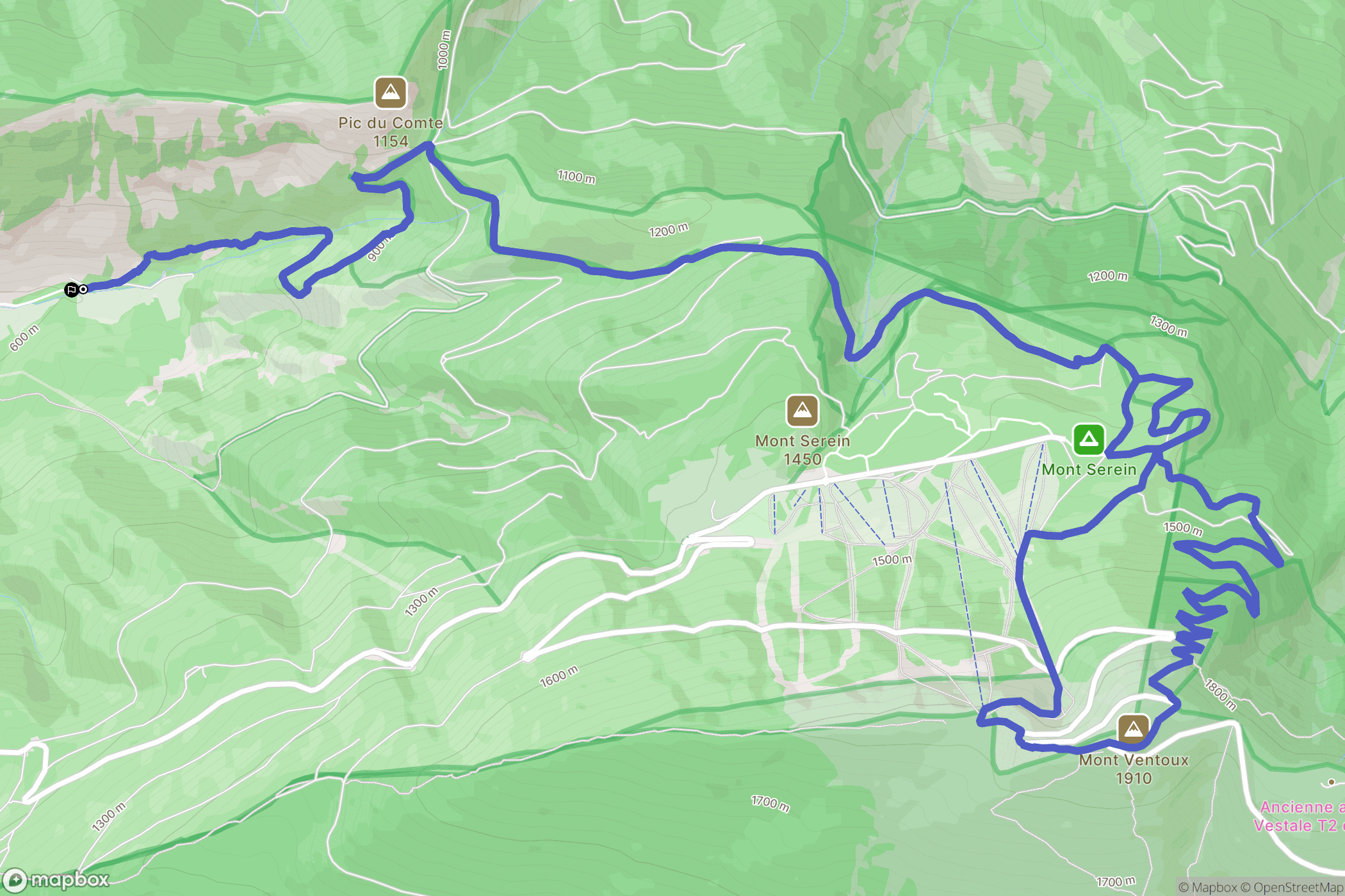 Beaumont-du-Ventoux : carte du parcours de randonnée - France