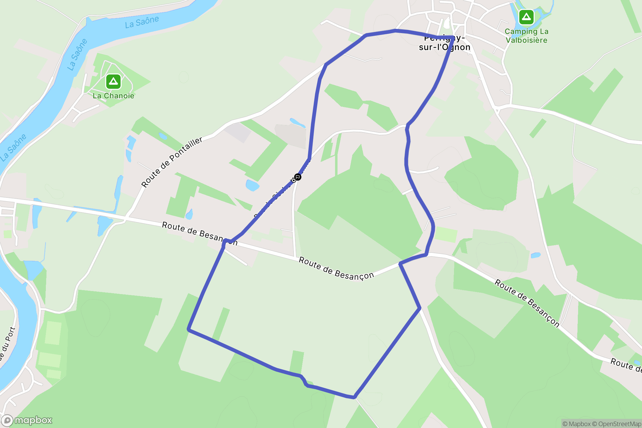 Perrigny-sur-l'Ognon : carte du parcours de randonnée - France