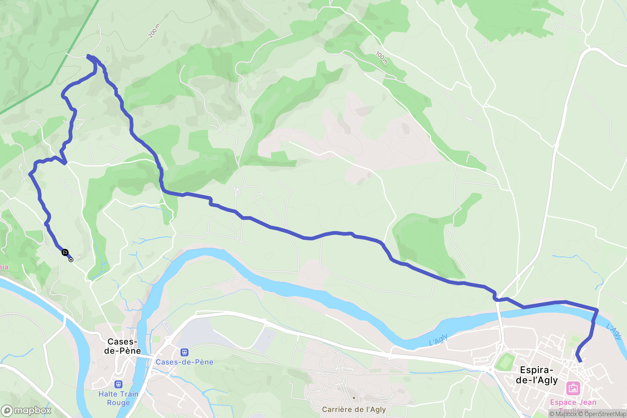 Cases-de-Pène : carte du parcours de randonnée - France