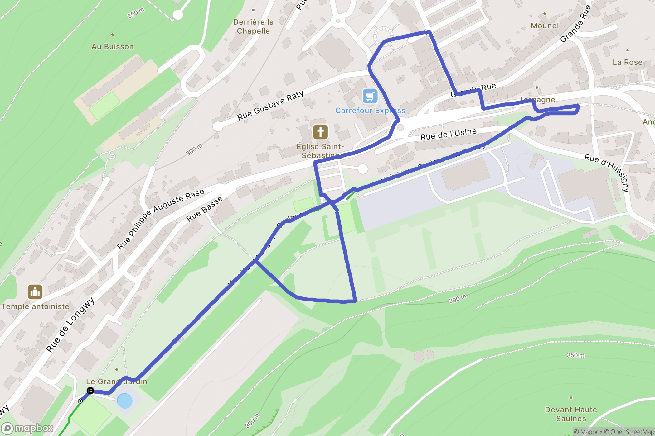 Saulnes, Longwy : carte du parcours de randonnée - France