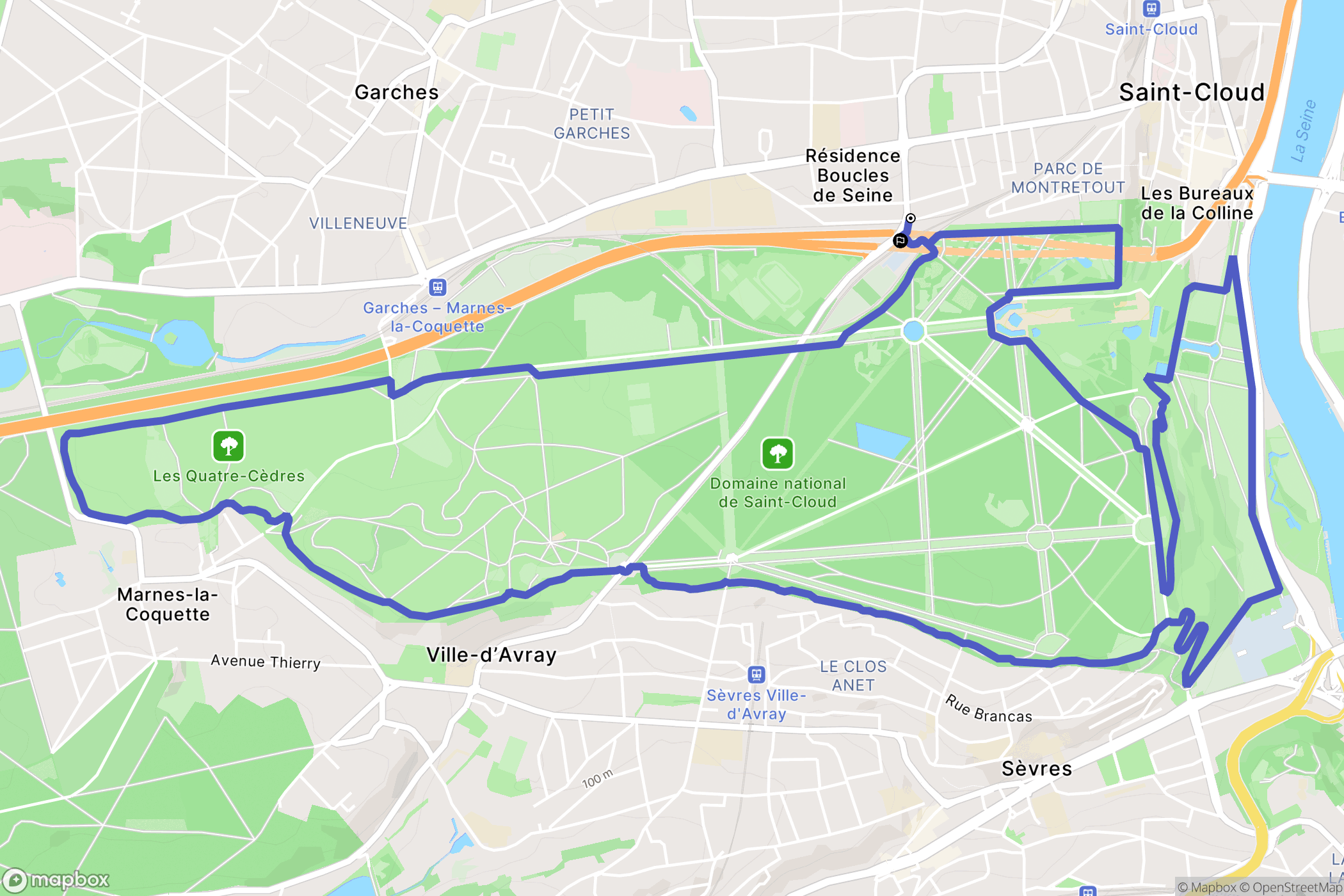 Saint-Cloud : carte du parcours de randonnée - France
