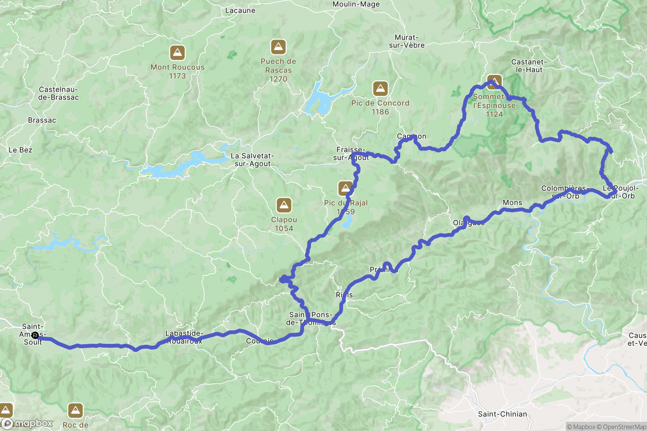 Saint-Amans-Soult : carte du parcours de randonnée - France