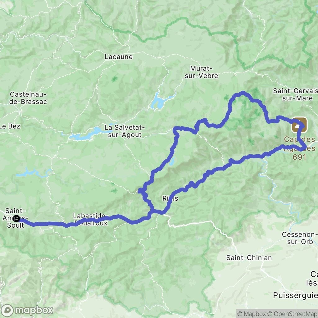 Saint-Amans-Soult : carte du parcours de randonnée - France