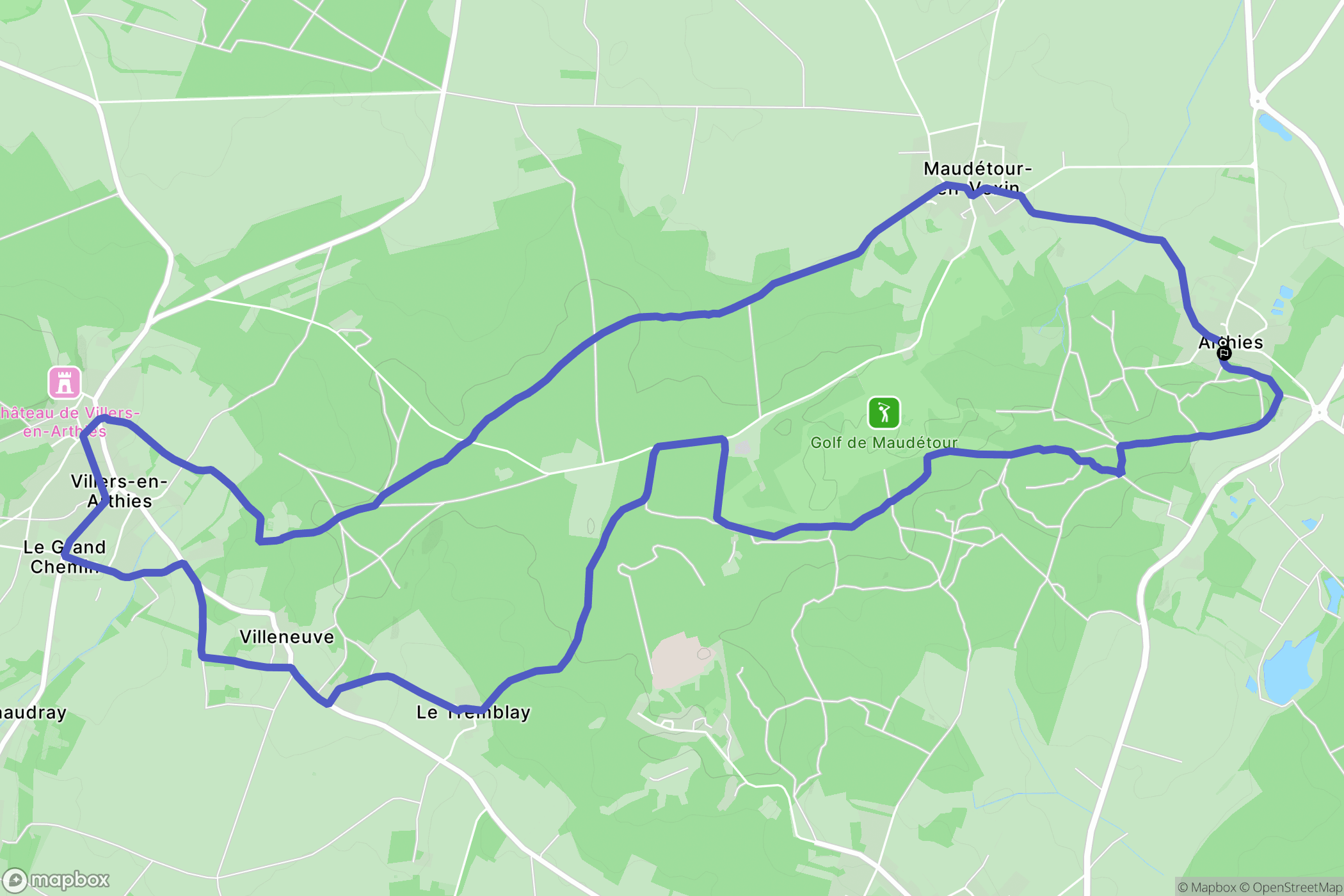 Arthies : carte du parcours de randonnée - France