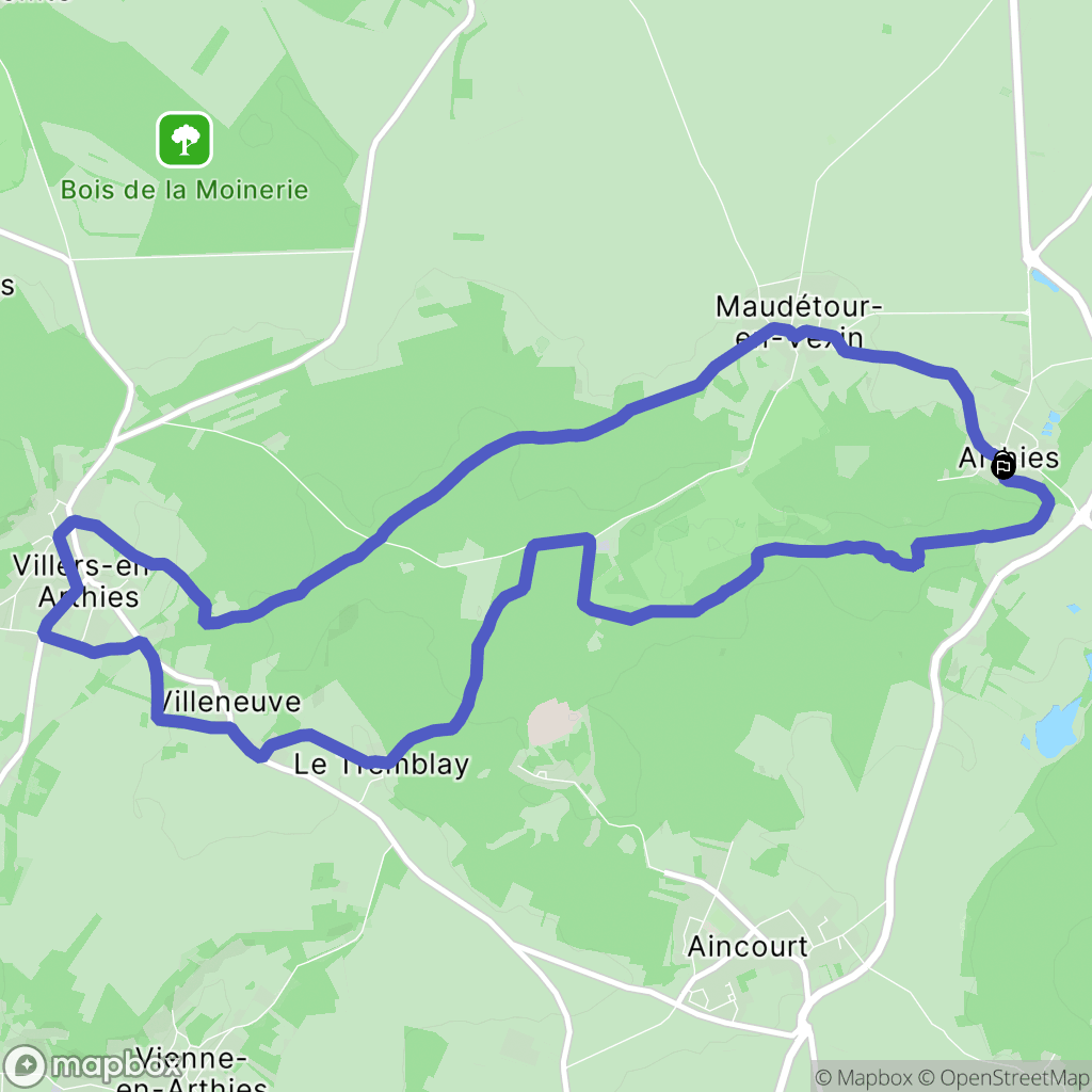 Arthies : carte du parcours de randonnée - France