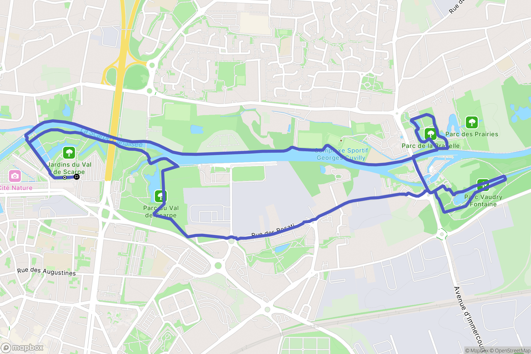 Arras : carte du parcours de randonnée - France