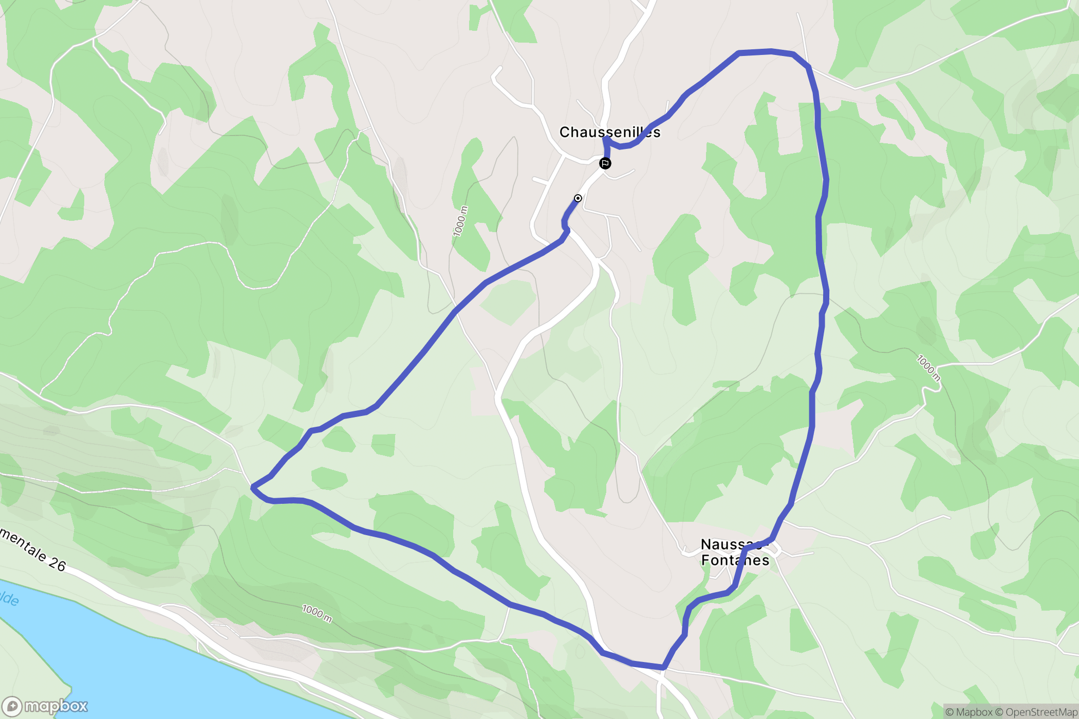Naussac-Fontanes : carte du parcours de randonnée - France