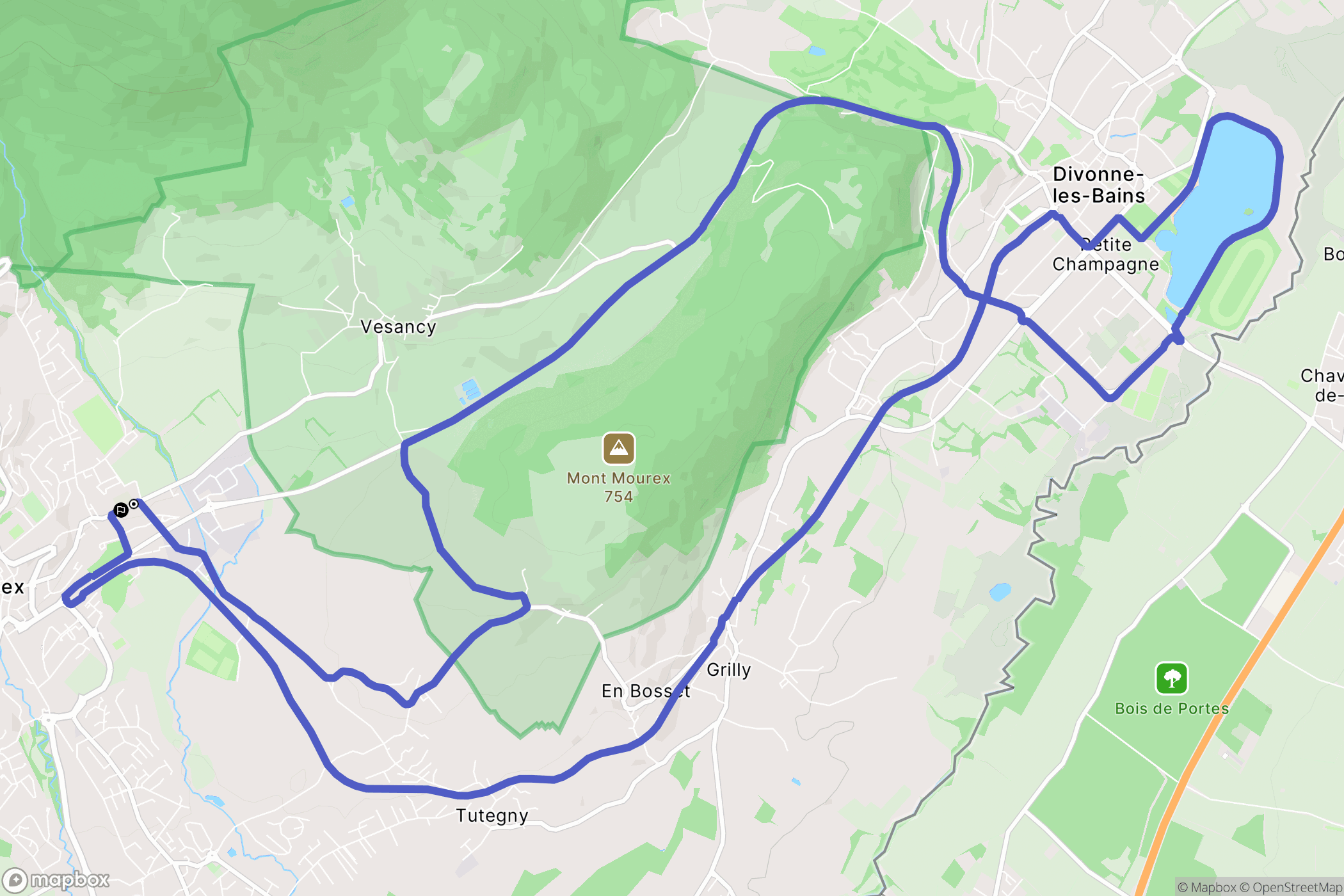 Gex : carte du parcours de randonnée - France
