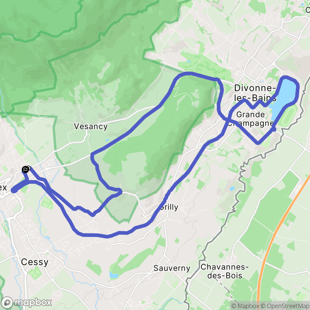 Gex : carte du parcours de randonnée - France