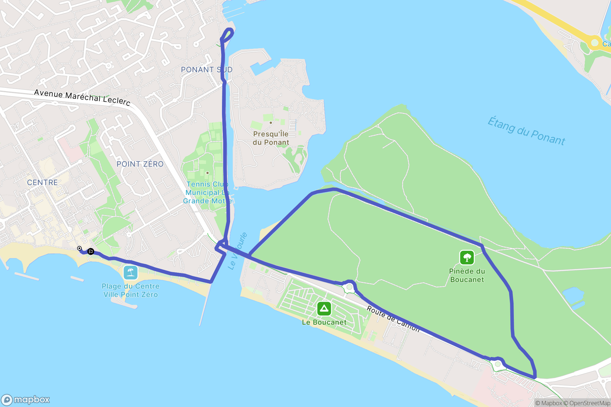 La Grande-Motte : carte du parcours de randonnée - France