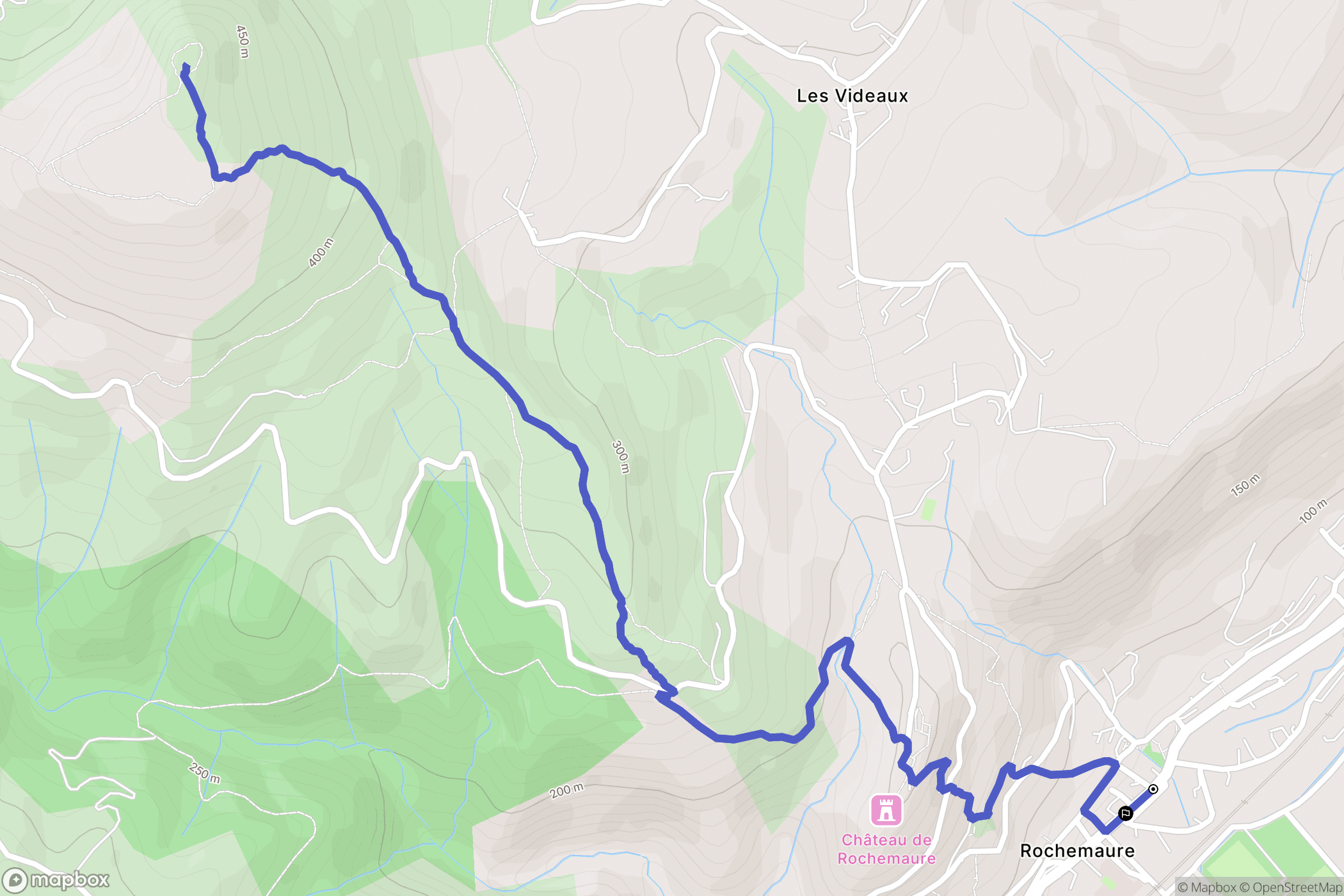 Rochemaure : carte du parcours de randonnée - France