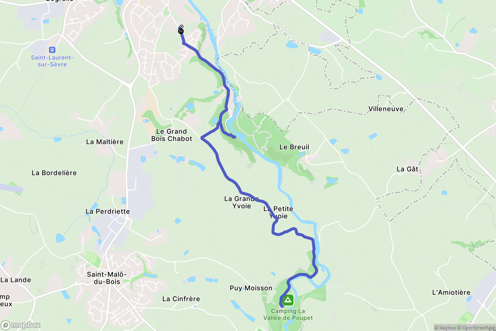 Saint-Laurent-sur-Sèvre : carte du parcours de randonnée - France