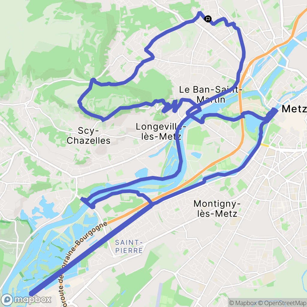 Metz : carte du parcours de randonnée - France