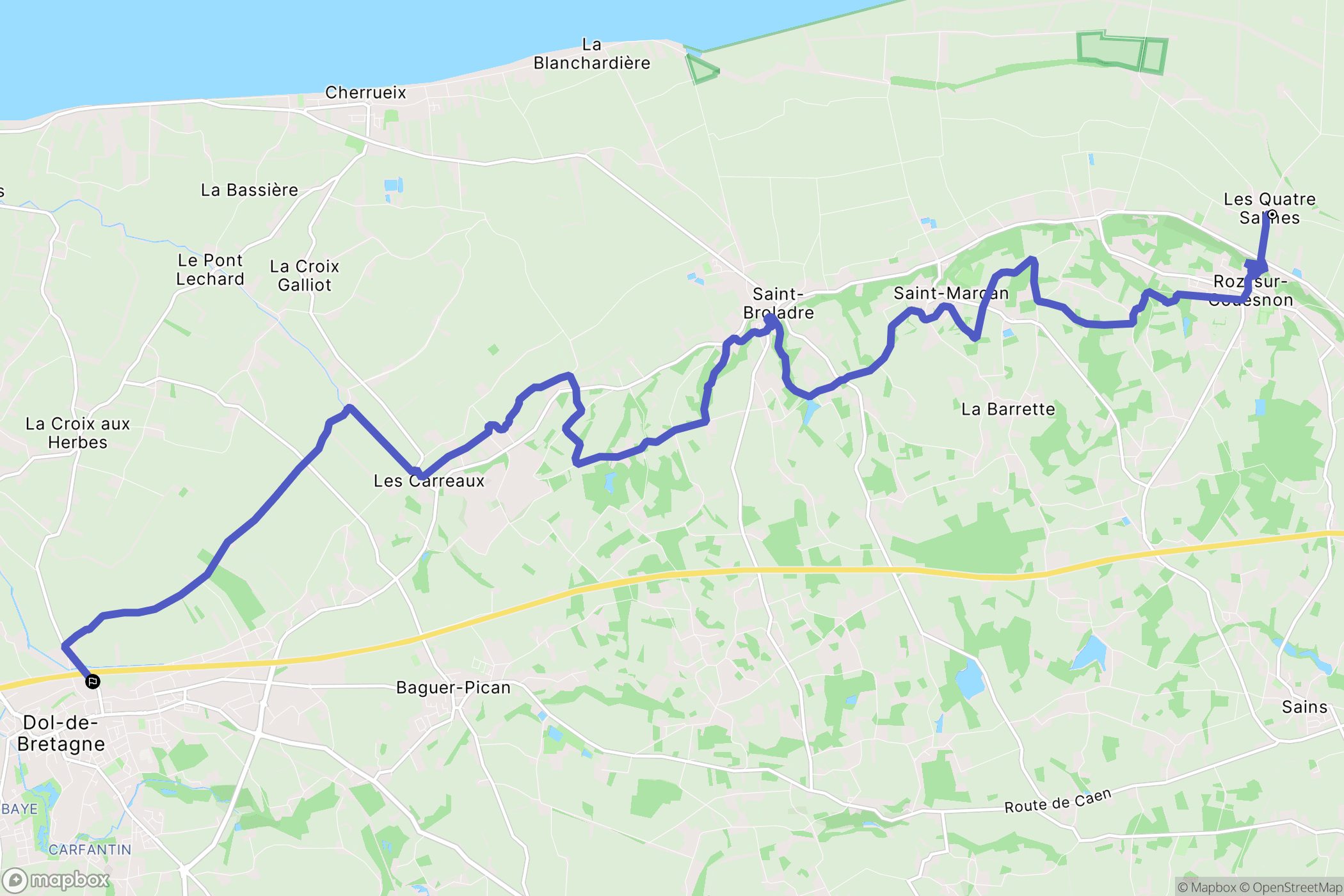 Roz-sur-Couesnon : carte du parcours de randonnée - France