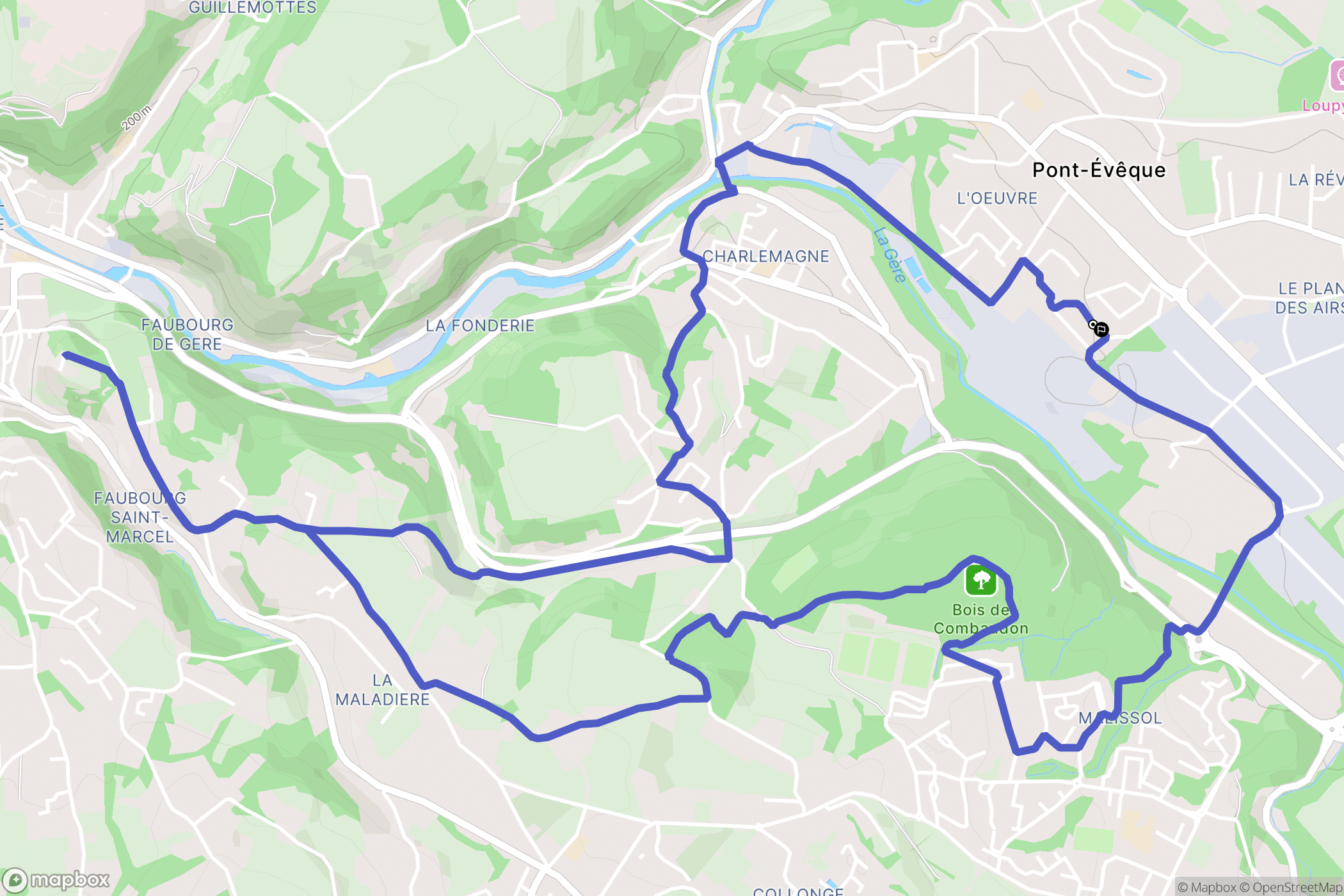Pont-Évêque : carte du parcours de randonnée - France