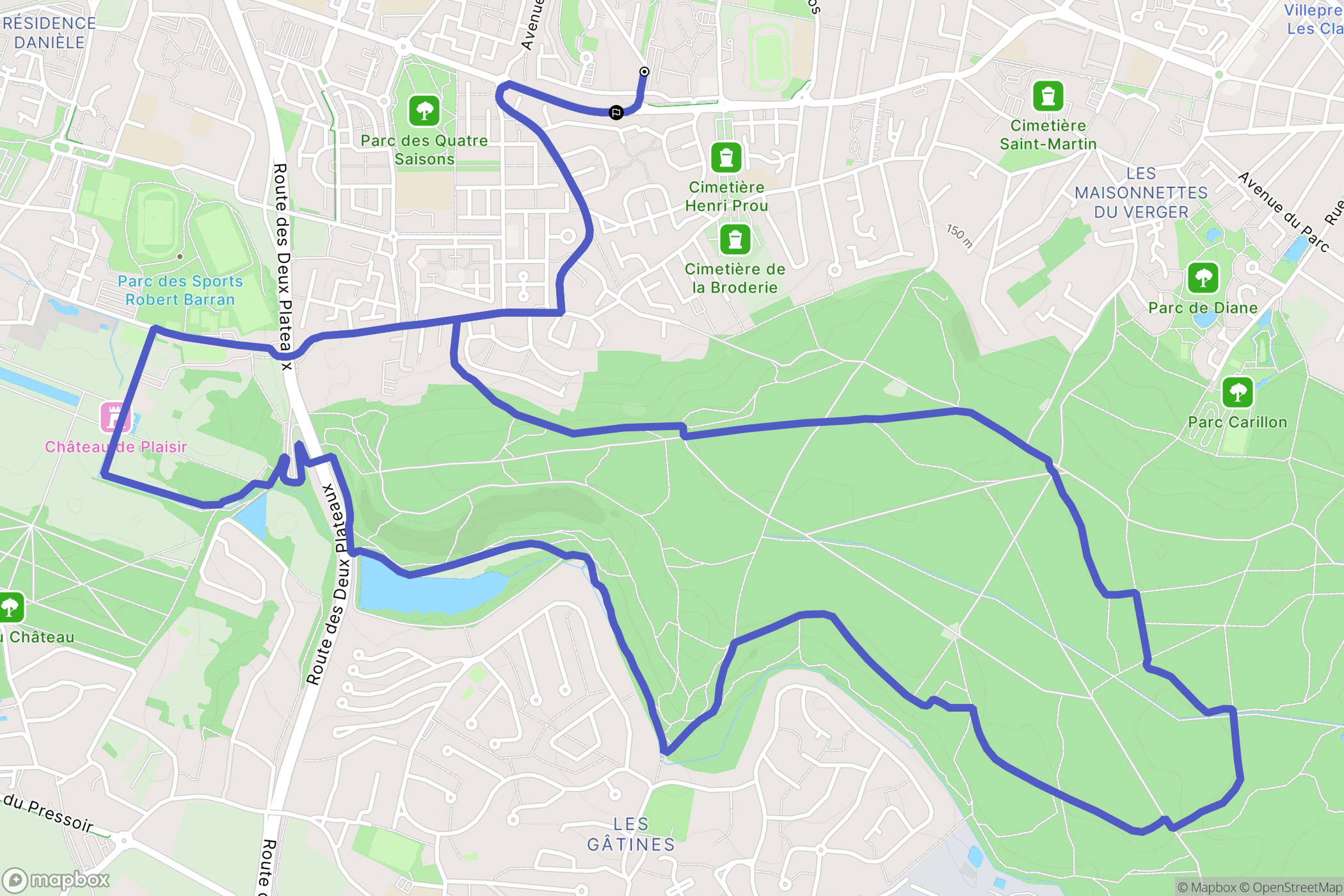 Les Clayes-sous-Bois : carte du parcours de randonnée - France
