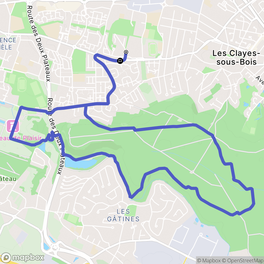 Les Clayes-sous-Bois : carte du parcours de randonnée - France