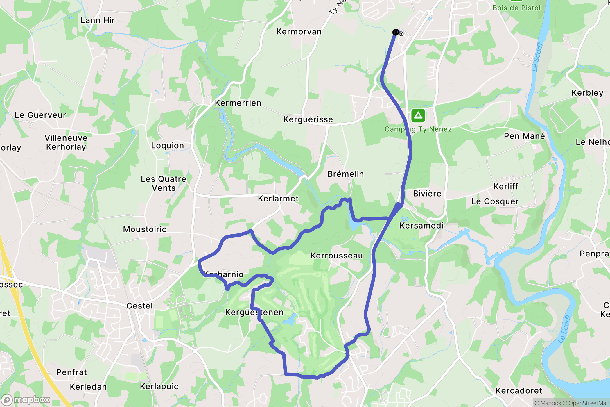 Pont-Scorff : carte du parcours de randonnée - France