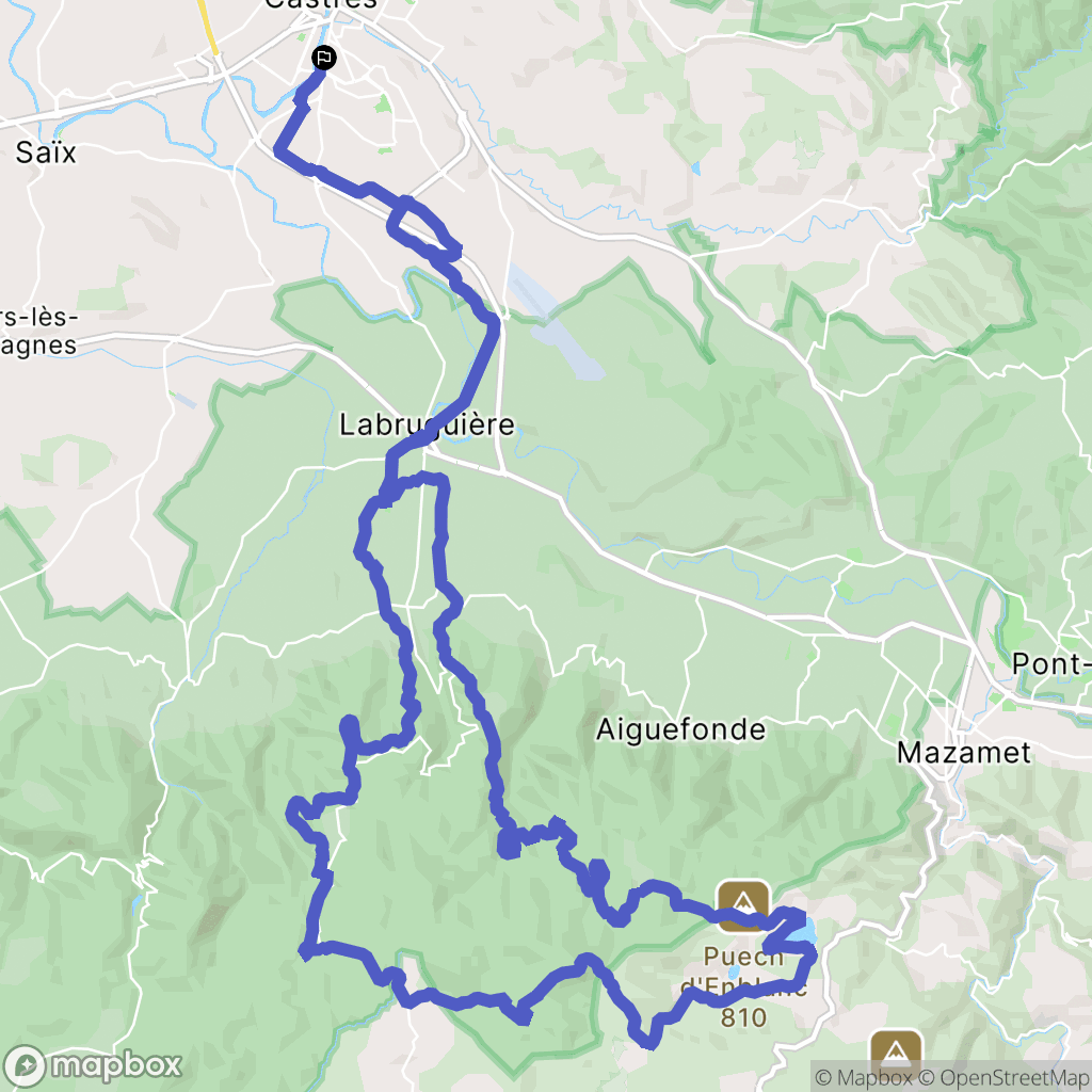 Castres : carte du parcours de randonnée - France