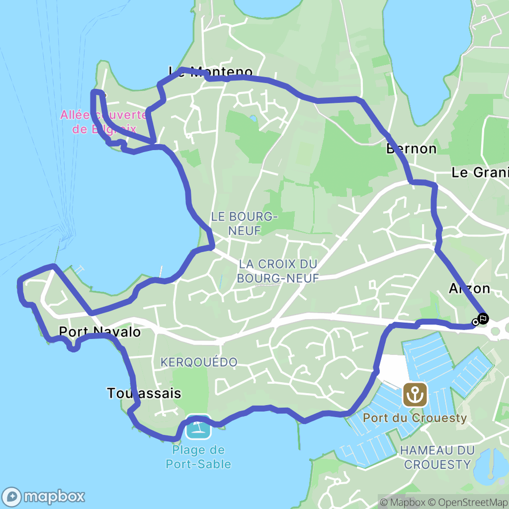 Arzon : carte du parcours de randonnée - France
