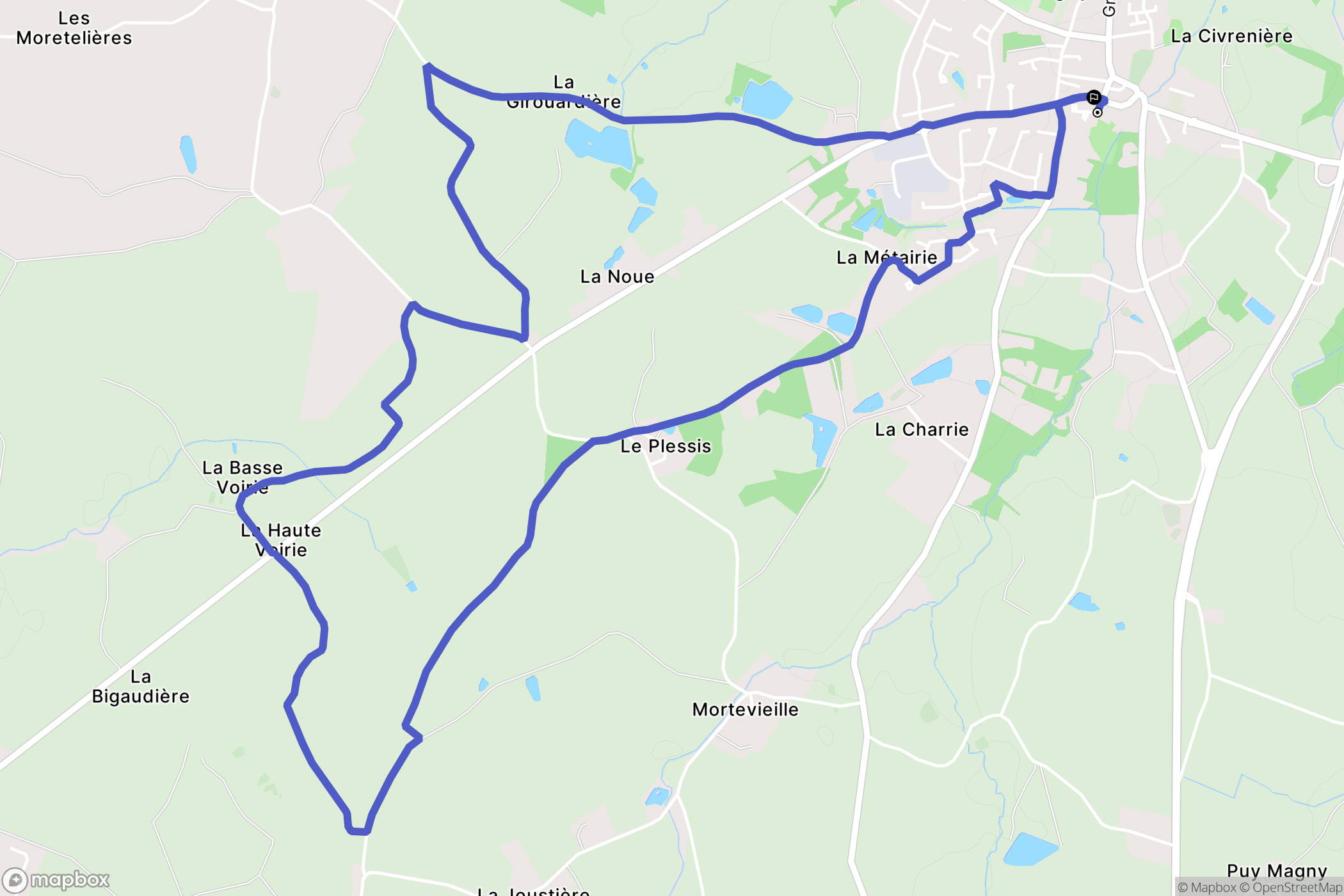 Aubigny-Les Clouzeaux : carte du parcours de randonnée - France