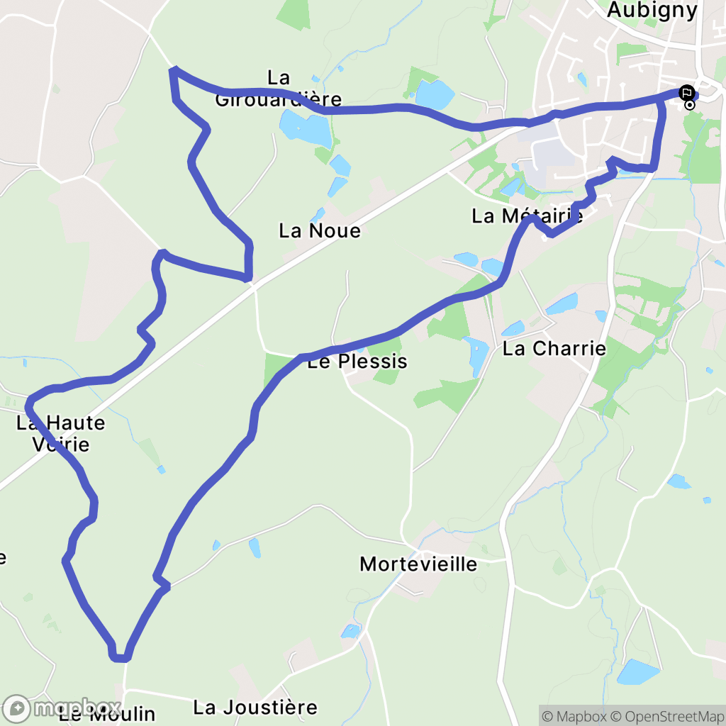 Aubigny-Les Clouzeaux : carte du parcours de randonnée - France