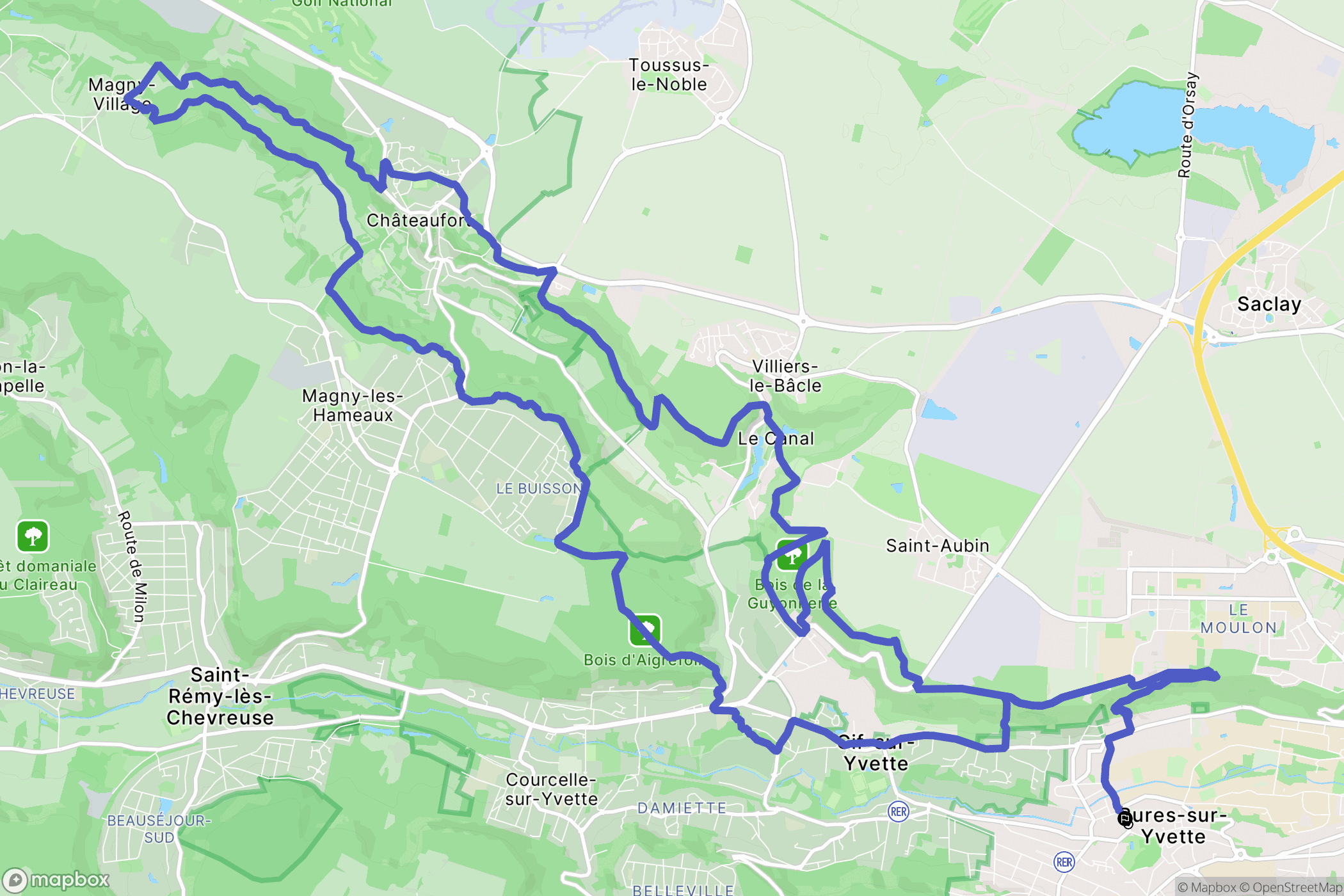 Bures-sur-Yvette : carte du parcours de randonnée - France