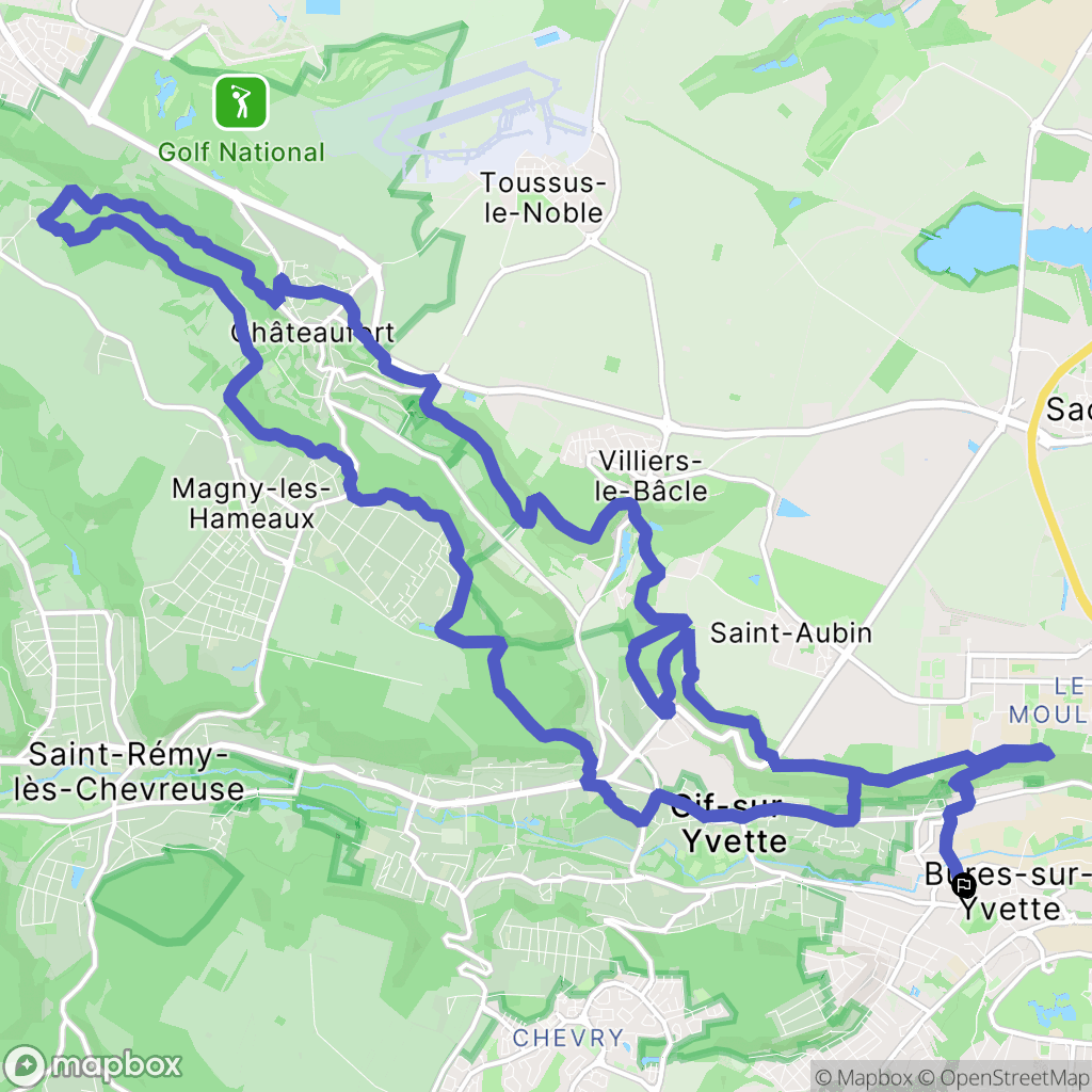 Bures-sur-Yvette : carte du parcours de randonnée - France