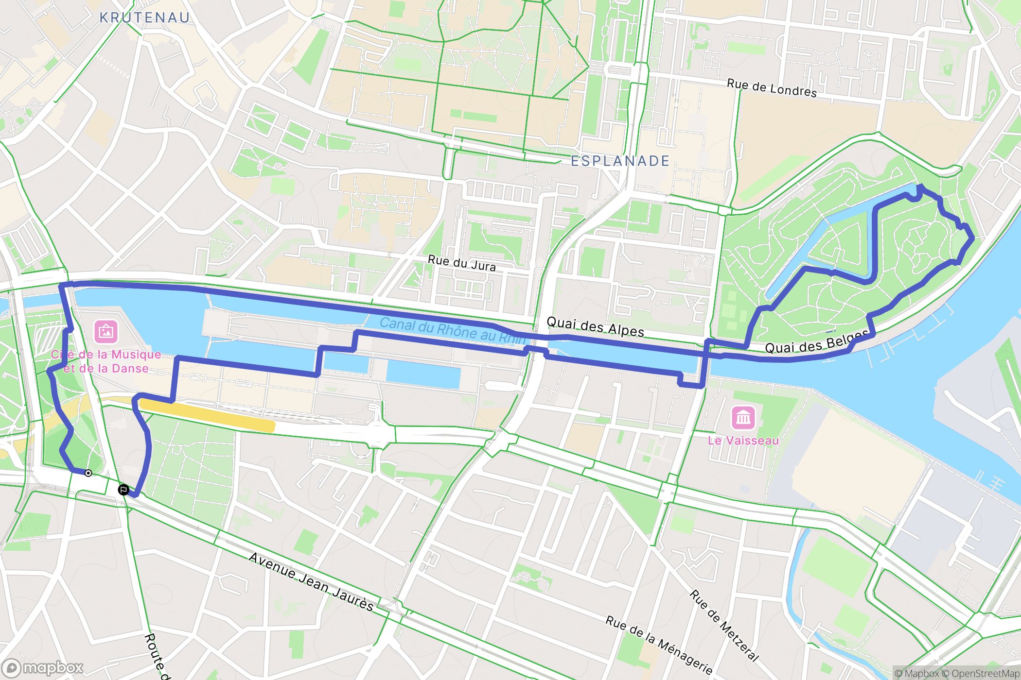Strasbourg : carte du parcours de randonnée - France