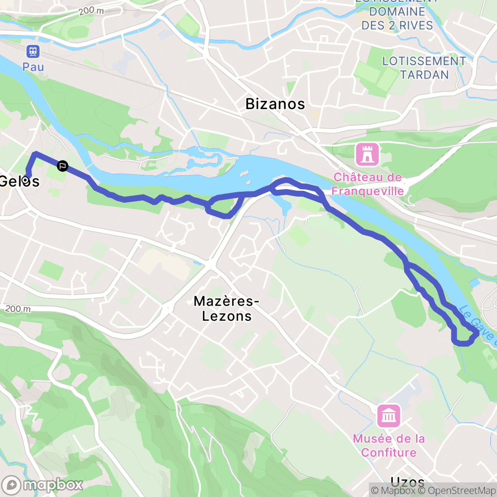 Gelos : carte du parcours de randonnée - France