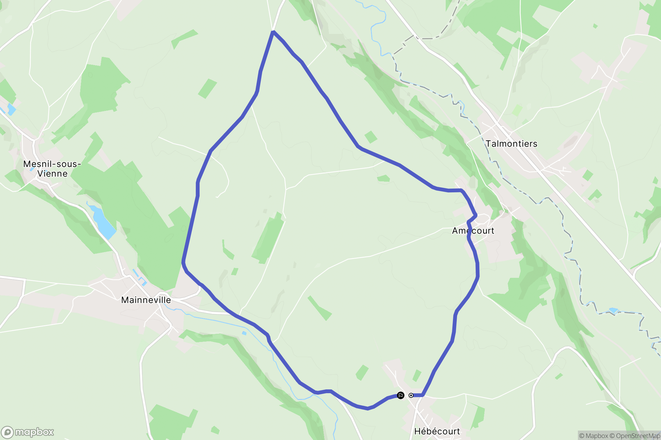 Hébécourt : carte du parcours de randonnée - France