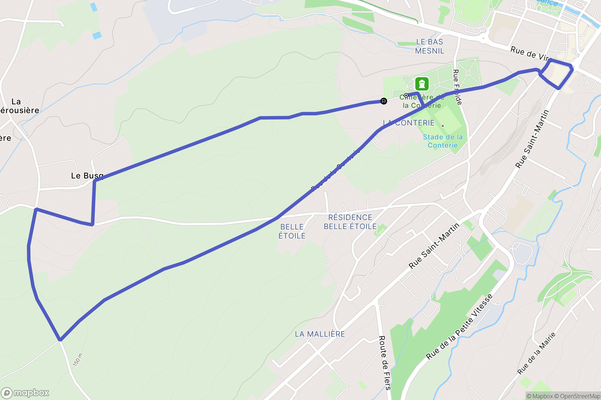 Condé-en-Normandie : carte du parcours de randonnée - France