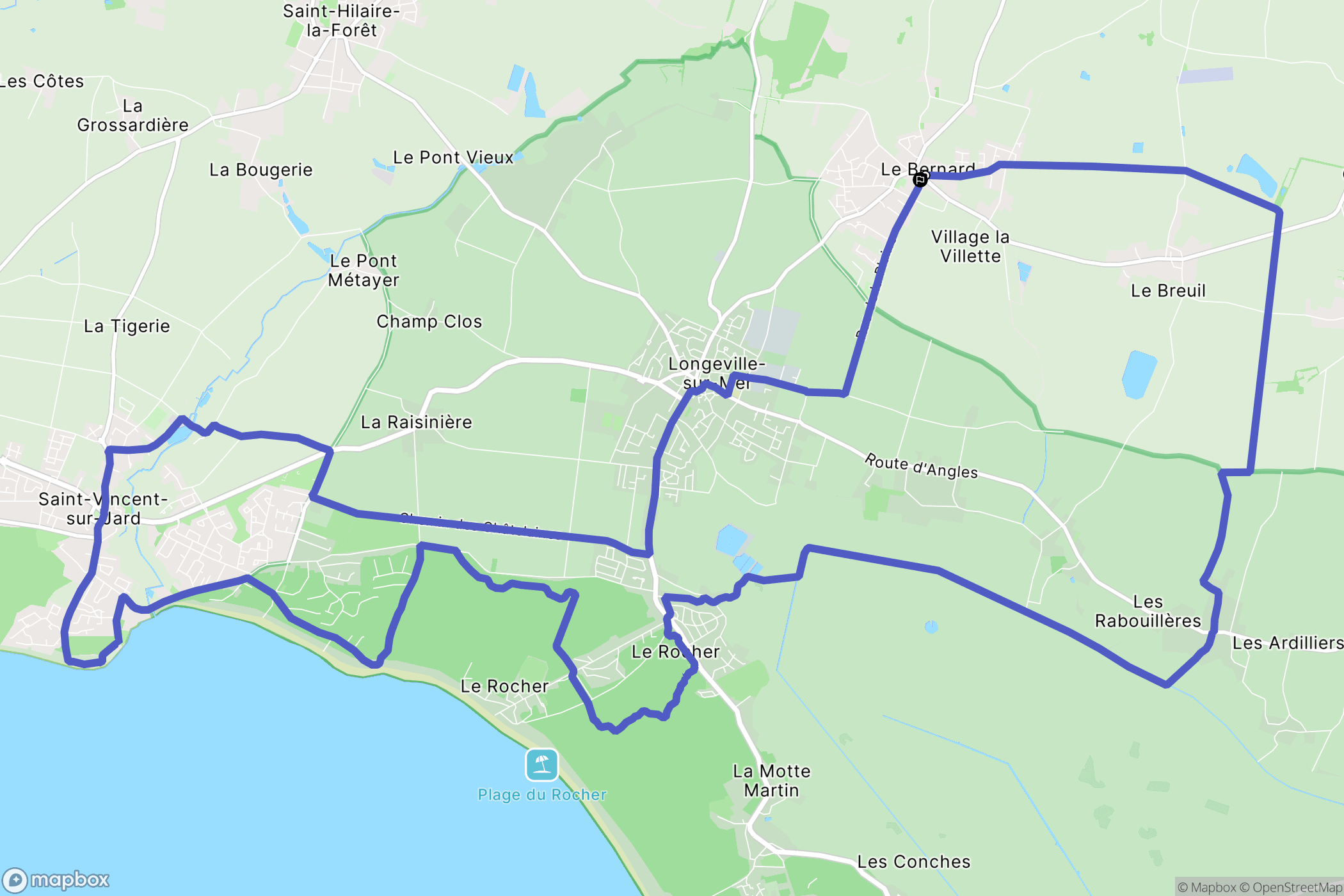 Le Bernard : carte du parcours de randonnée - France
