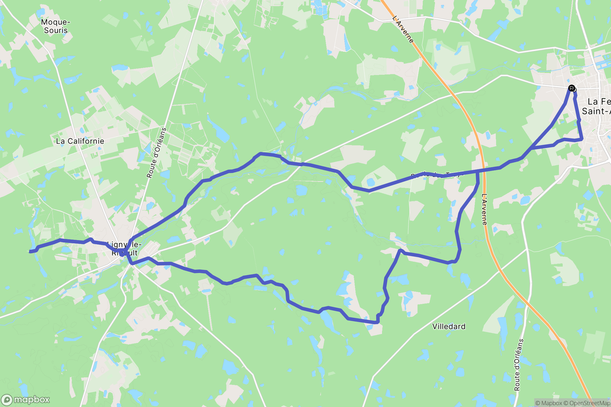 La Ferté-Saint-Aubin : carte du parcours de randonnée - France