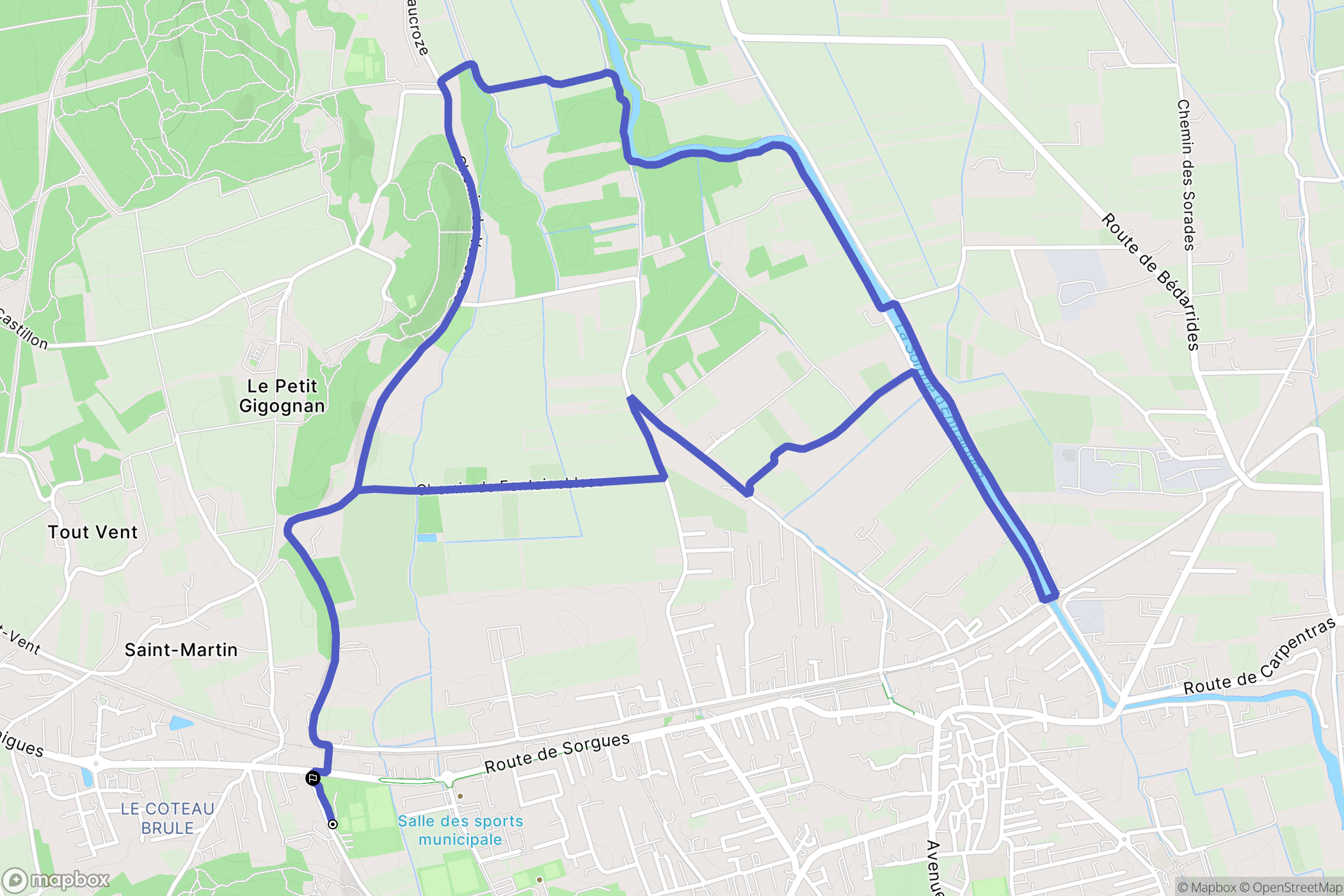 Sorgues : carte du parcours de randonnée - France
