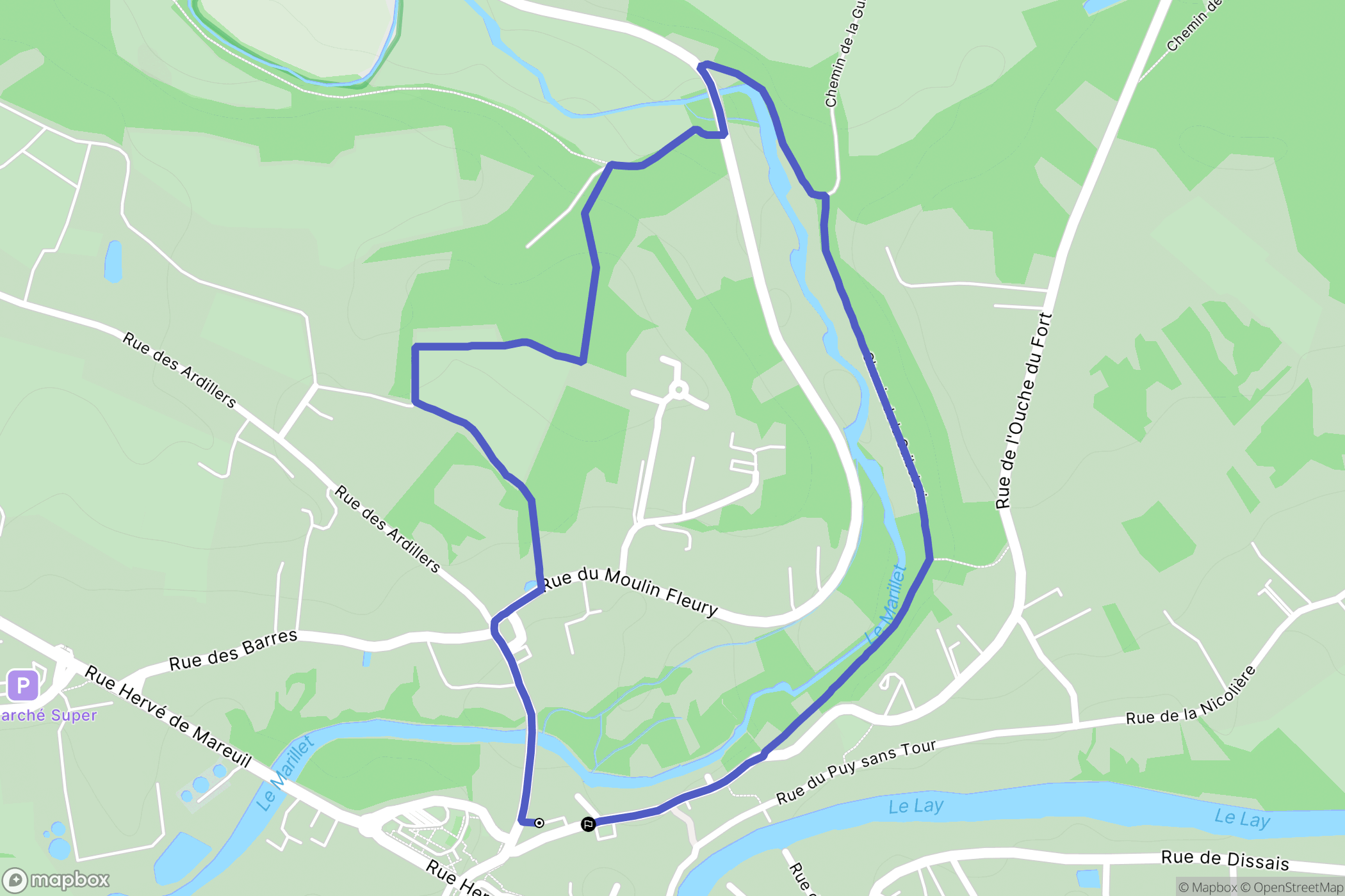 Mareuil-sur-Lay-Dissais : carte du parcours de randonnée - France