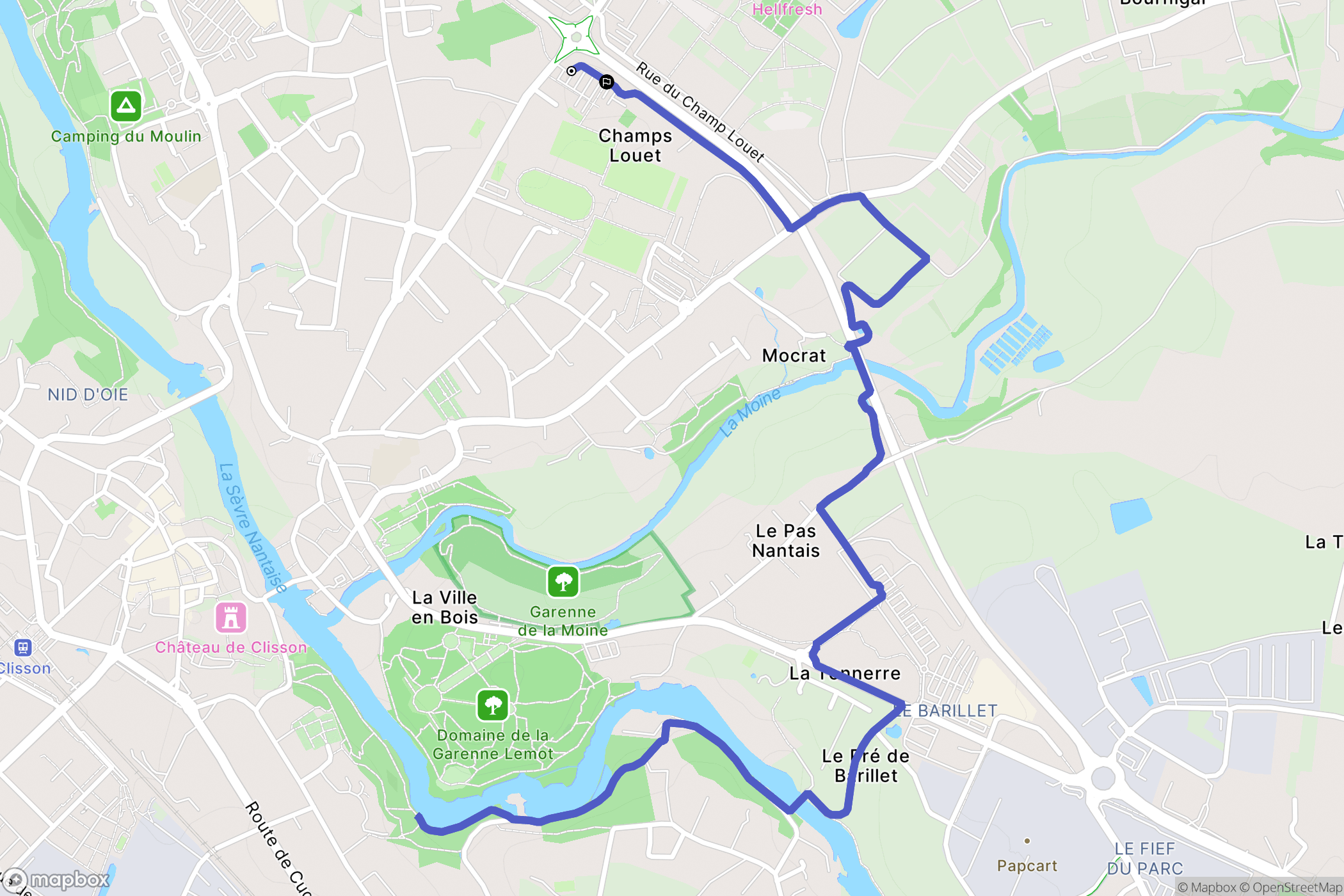 Clisson : carte du parcours de randonnée - France