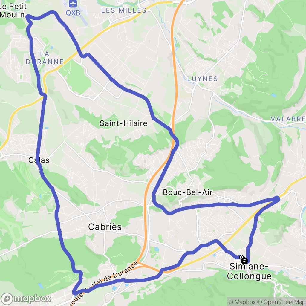 Bouc-Bel-Air : carte du parcours de randonnée - France