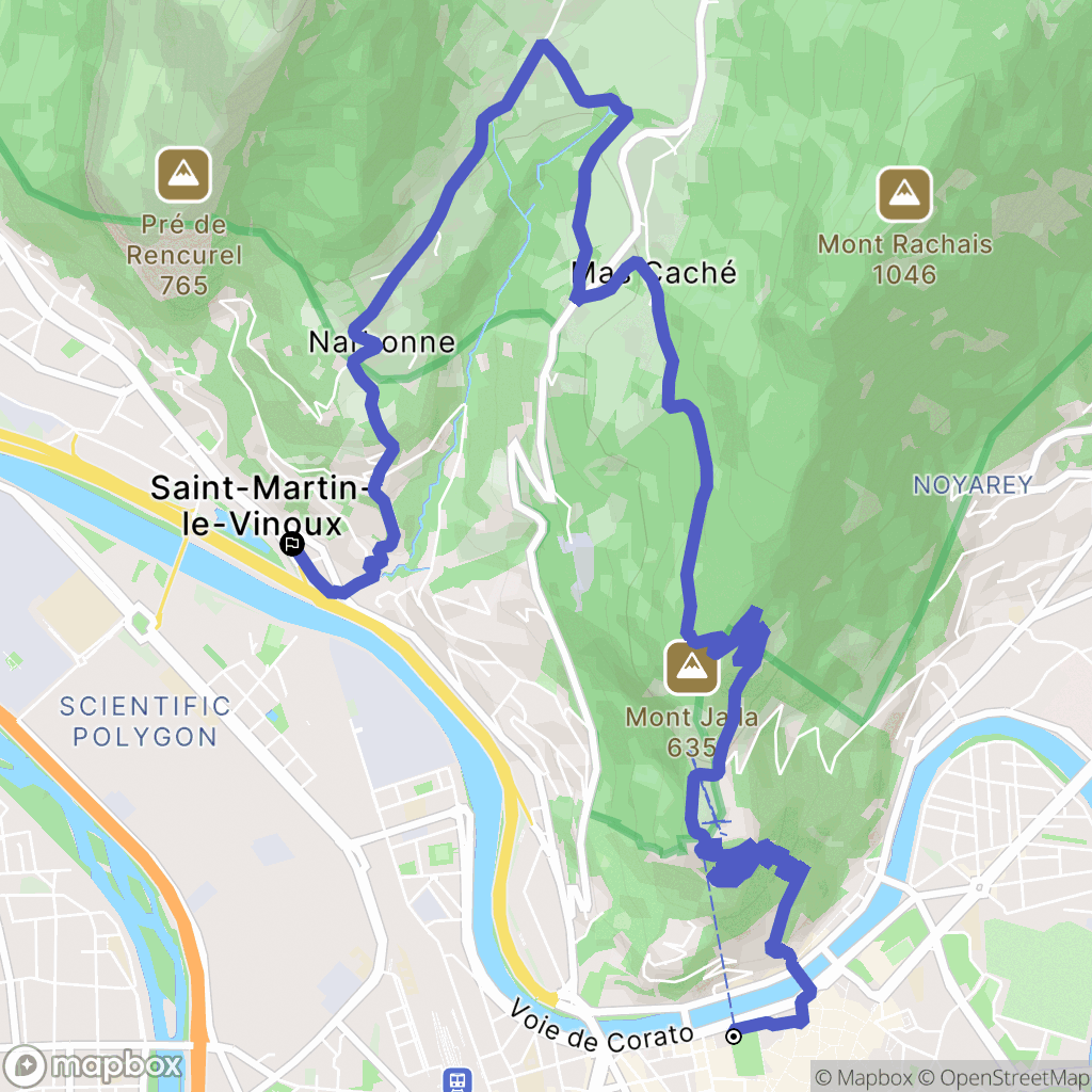 Grenoble : carte du parcours de randonnée - France