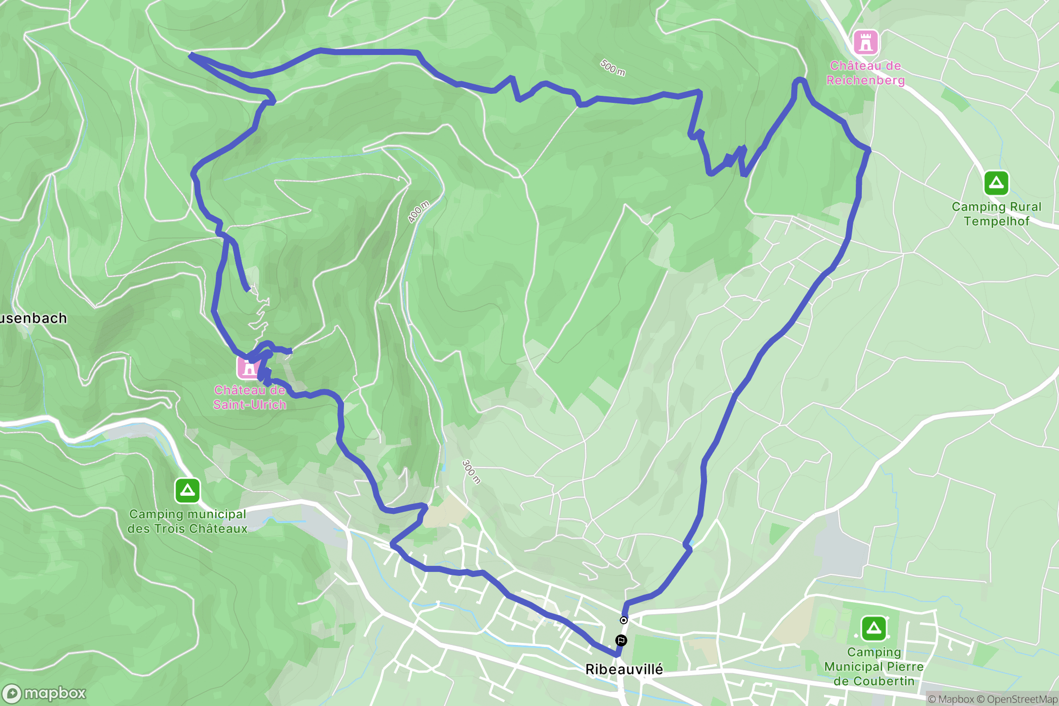 Ribeauvillé : carte du parcours de randonnée - France