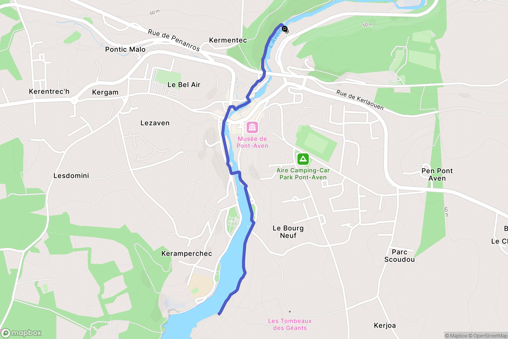 Pont-Aven : carte du parcours de randonnée - France