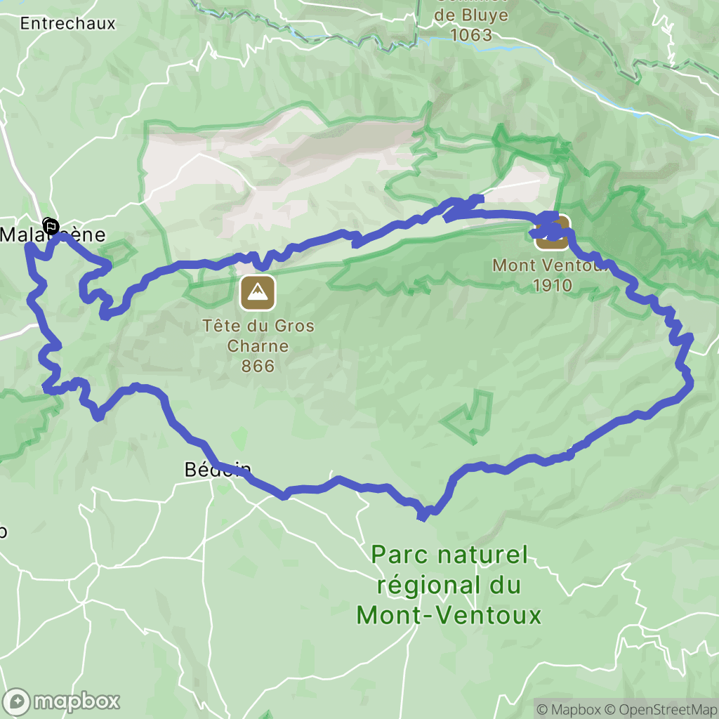Malaucène : carte du parcours de randonnée - France