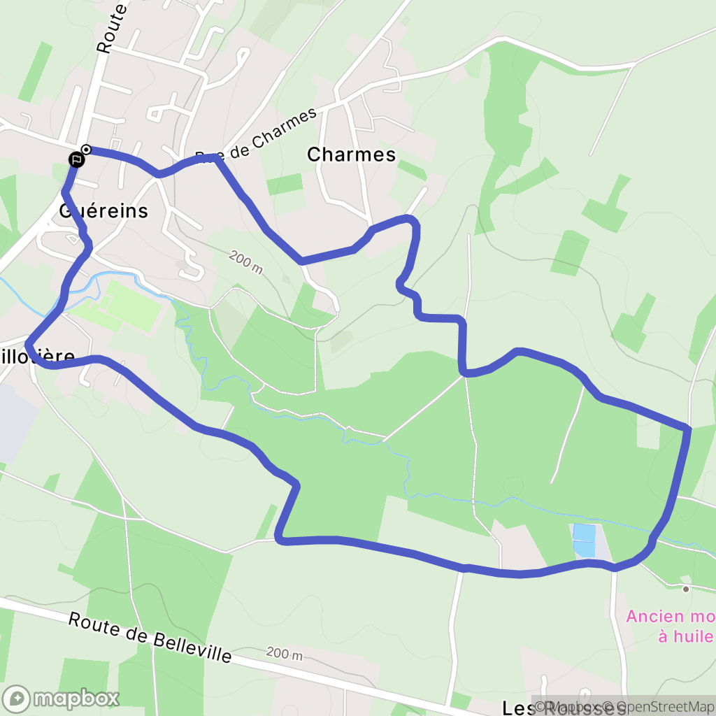 Guéreins : carte du parcours de randonnée - France