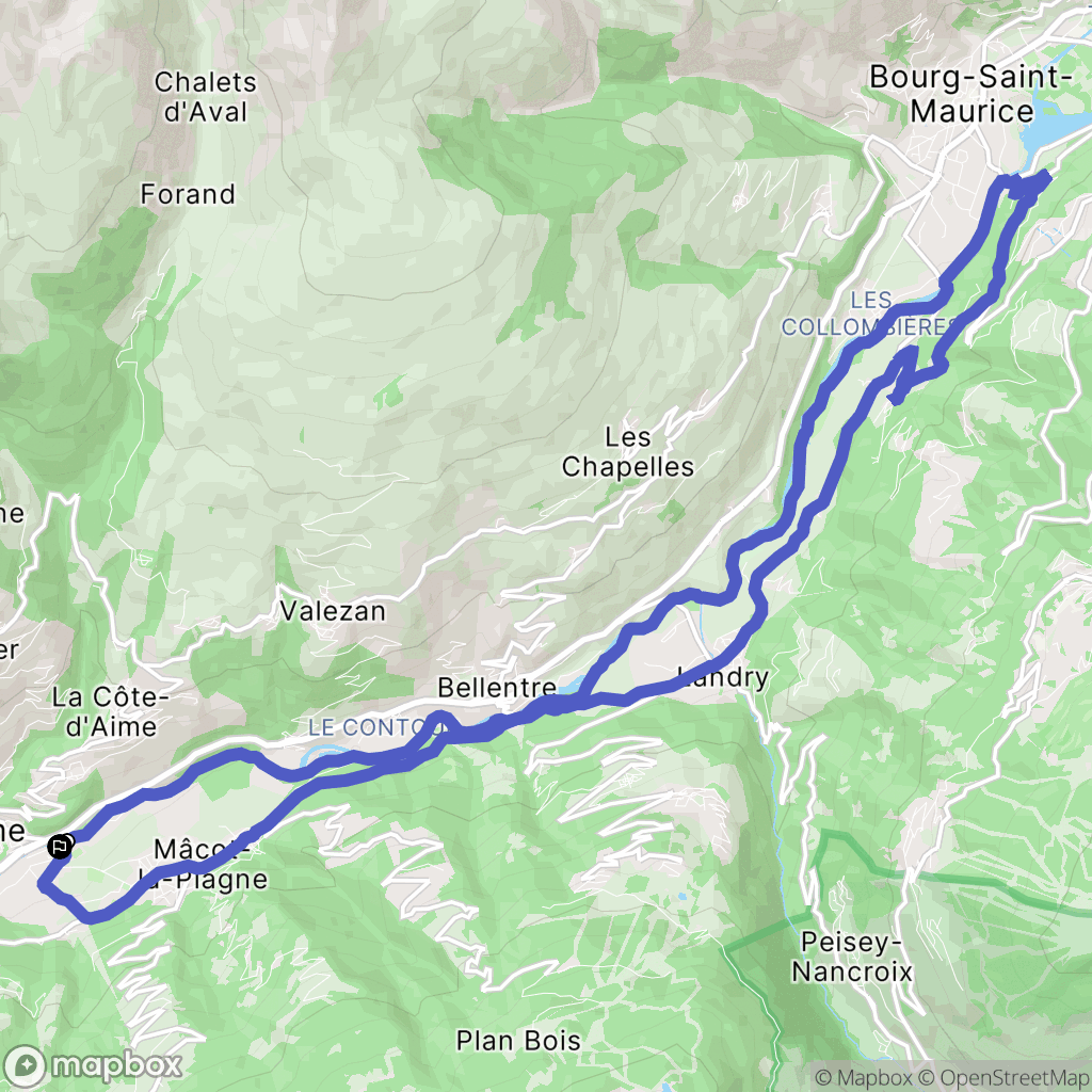 Aime-la-Plagne : carte du parcours de randonnée - France