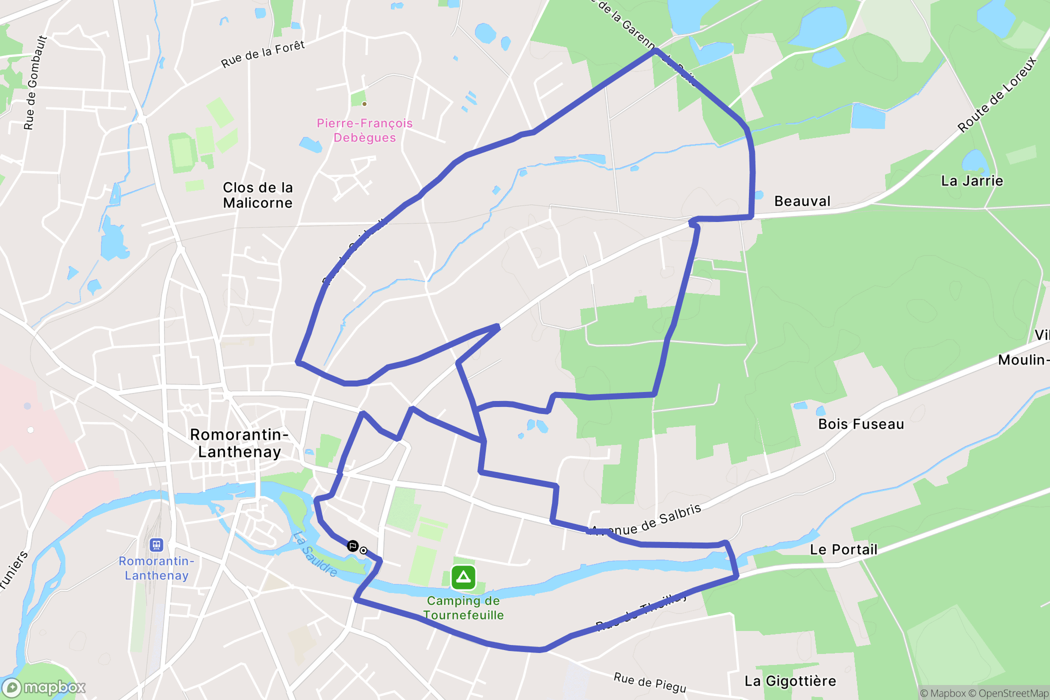 Romorantin-Lanthenay : carte du parcours de randonnée - France