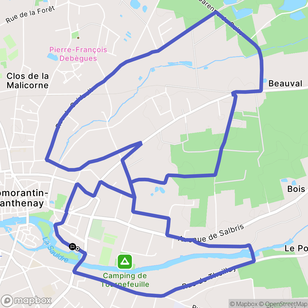 Romorantin-Lanthenay : carte du parcours de randonnée - France
