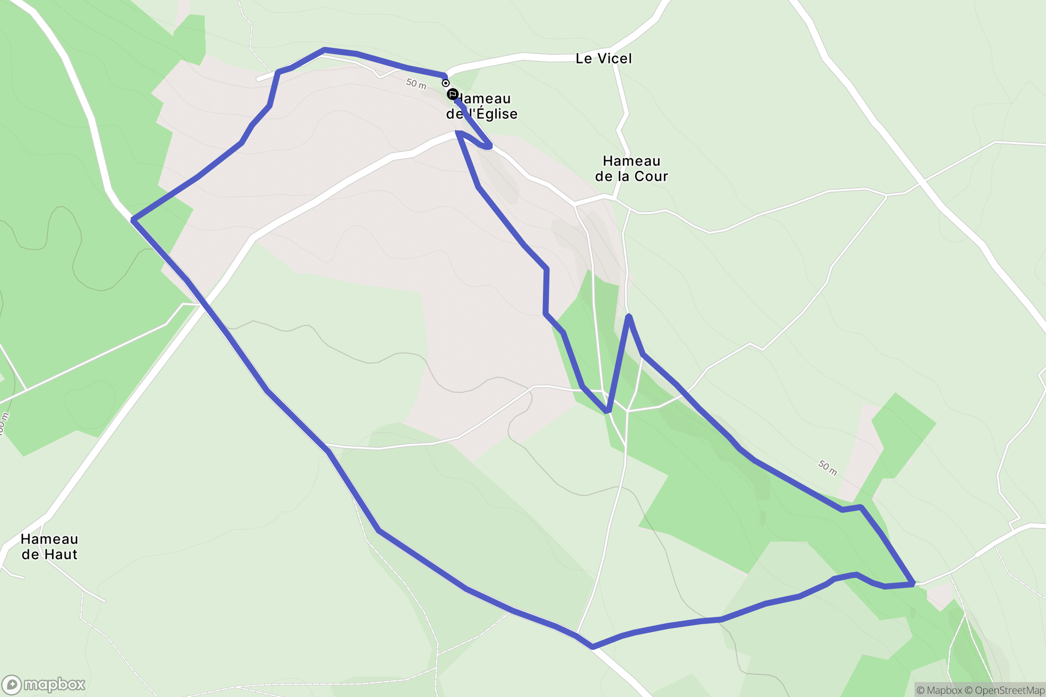 Le Vicel : carte du parcours de randonnée - France