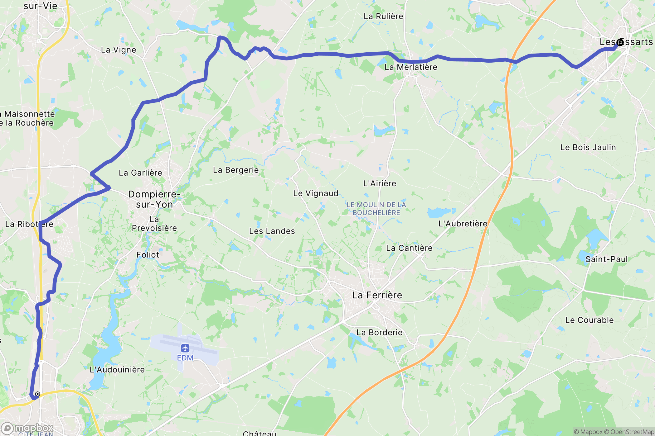 La Roche sur Yon : carte du parcours de randonnée - France