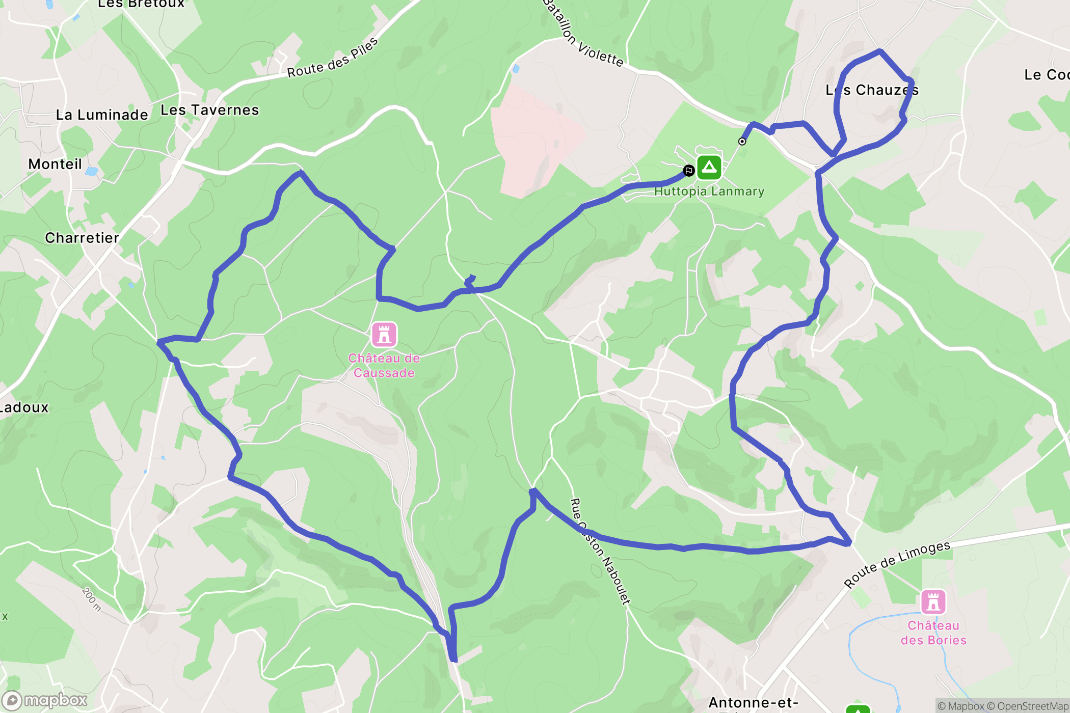 Antonne-et-Trigonant : carte du parcours de randonnée - France